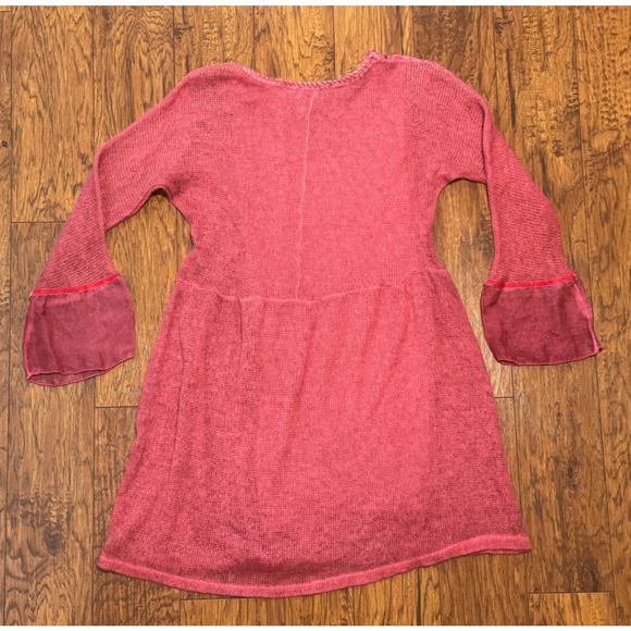 Lola Made in Italy Pink Boho Bohemian Long Bell Sleeve Peasant Dress - Size M/L - Picture 2 of 7